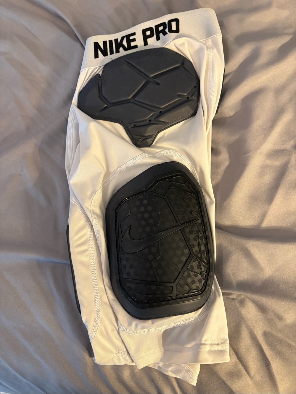 Nike White Compression Shorts with Black Molded Pads - Picture 5 of 7